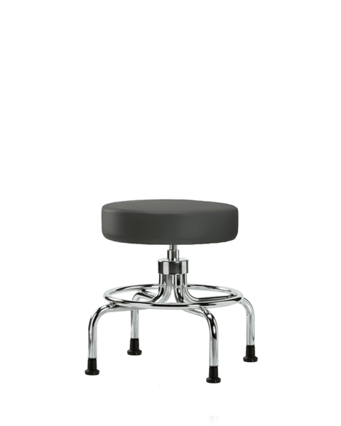 Vinyl Screw-Lift Stool - Medium Bench Height with Stationary Glides in Charcoal Trailblazer Vinyl - VSLMD-CR-RG-8605