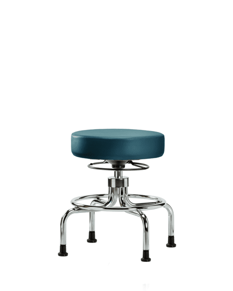 Vinyl Screw-Lift Stool - Medium Bench Height with Stationary Glides in Marine Blue Supernova Vinyl - VSLMD-CR-RG-8801