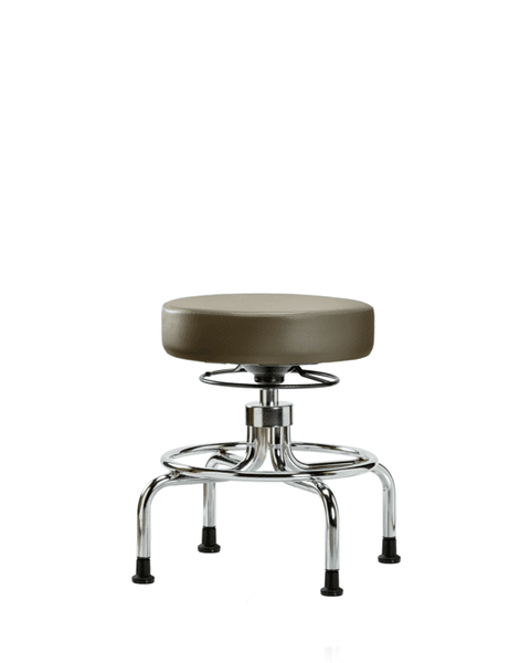 Vinyl Screw-Lift Stool - Medium Bench Height with Stationary Glides in Taupe Supernova Vinyl - VSLMD-CR-RG-8809