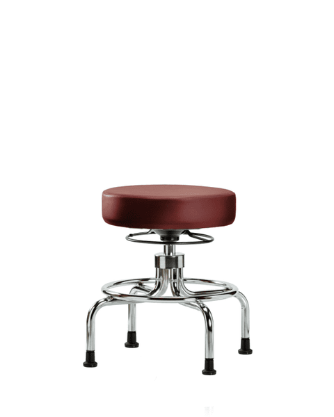 Vinyl Screw-Lift Stool - Medium Bench Height with Stationary Glides in Borscht Supernova Vinyl - VSLMD-CR-RG-8815