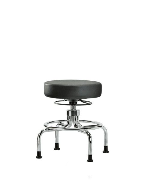 Vinyl Screw-Lift Stool - Medium Bench Height with Stationary Glides in Carbon Supernova Vinyl - VSLMD-CR-RG-8823