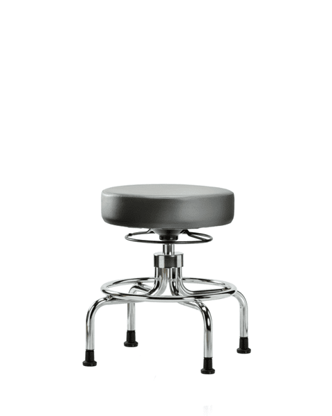 Vinyl Screw-Lift Stool - Medium Bench Height with Stationary Glides in Sterling Supernova Vinyl - VSLMD-CR-RG-8840