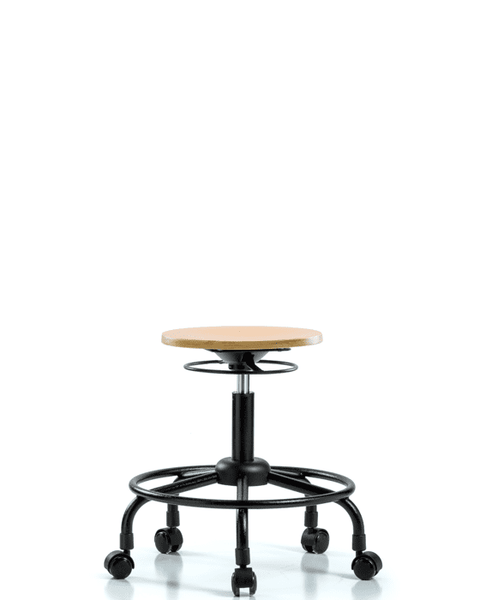 Wood Stool - Desk Height with Round Tube Base & Casters - WDHSO-RT-RC