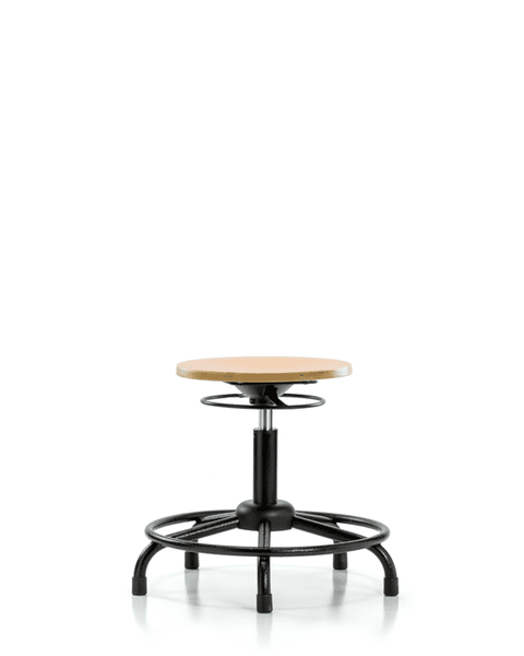 Wood Stool - Desk Height with Round Tube Base & Stationary Glides - WDHSO-RT-RG