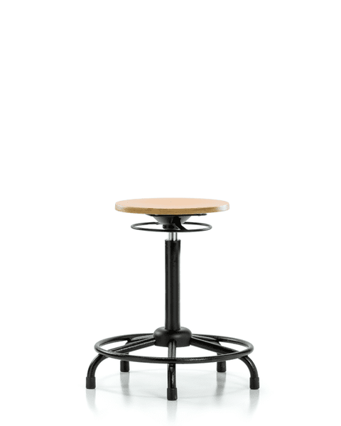 Wood Stool - High Bench Height with Round Tube Base & Stationary Glides - WHBSO-RT-RG