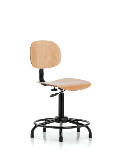 Wood Chair - Medium Bench Height with Round Tube Base & Stationary Glides - WMBCH-RT-RG