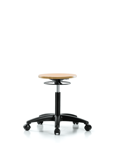 Wood Stool - Medium Bench Height with Casters - WMBSO-RG-NF-RC