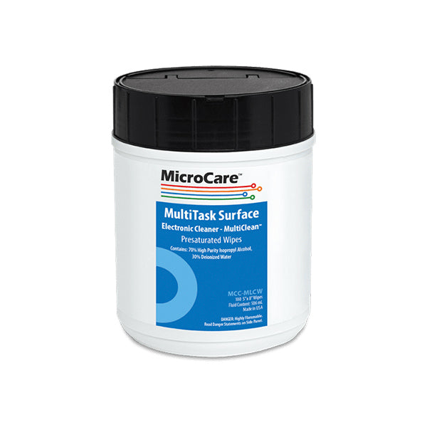 MicroCare MultiTask Surface Electronics Cleaner- MultiClean™ Presaturated Wipes, 100 5x8 in. Wipes MOQ Case/12 - MCC-MLCW