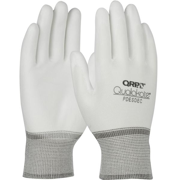 PIP Seamless Knit Nylon Glove with Polyurethane Coated Microfoam Grip on Palm & Fingertips, White, Medium, 120/pr - PDESDECM