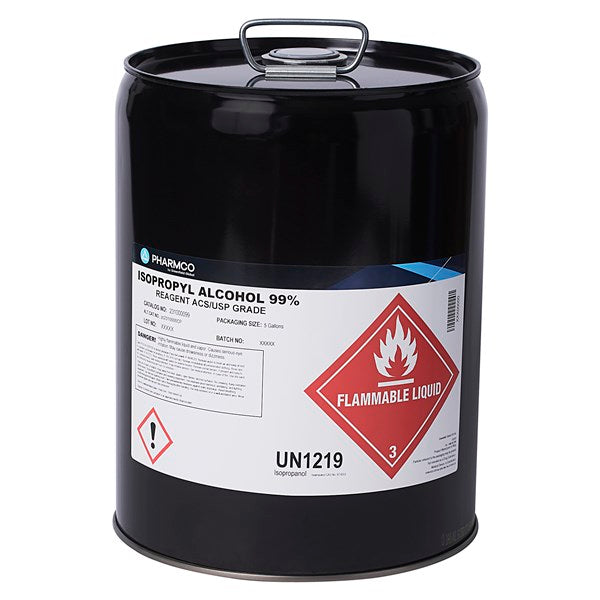 IPA 99%, ACS-USP-NF grade, 5 Gl Metal Pail - 231000099PL05M