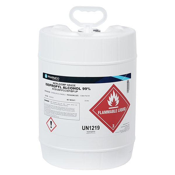 IPA 99%, WG, 5 Gl Poly Pail - 231WORLDPL05