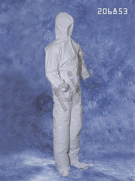 Tians Coveralls, White MP Coated, H&B, EW, EB, 3xl, 25/Cs - 206853-3XL