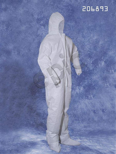 Tians Coveralls, White SMS, H&B, EW, EB, XLG, 25/Cs - 206893-XL