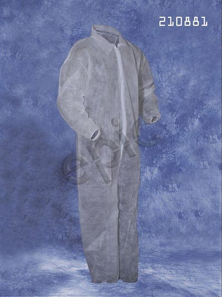 Tians Coveralls, White Polypro, Collar, EW, SML, 25/Cs - 210881-S