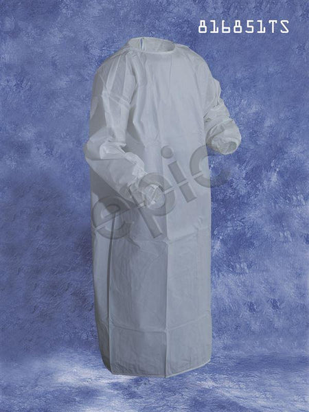 Tians Isolation Gown, MP Coated W/Thumb Strap, EW, White, MED, 30/Cs - 816851TS-M