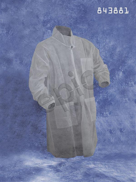 Tians Lab Coat, Light Wt. Polypro, EW, 3 Pkt, White, 3xl, 50/Cs - 843881-3XL
