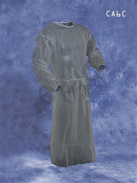 Tians Coat Apron, 6mil Solid Vinyl, Hemmed, EW, Clear, LRG, 36/Cs - CA6C-L